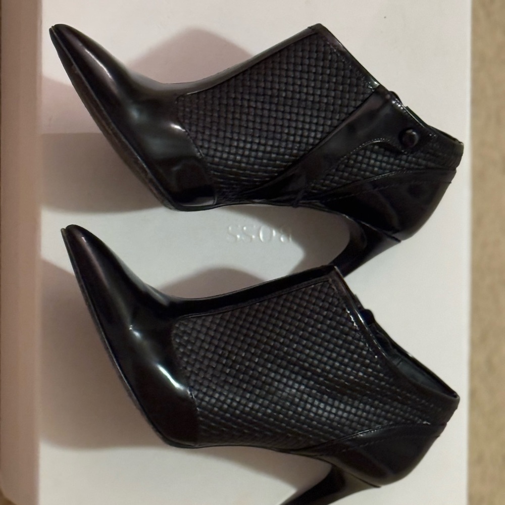 Hugo Boss Black Textured Heeled Boots
